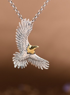 老鹰纯银吊坠复古工艺小众设计男