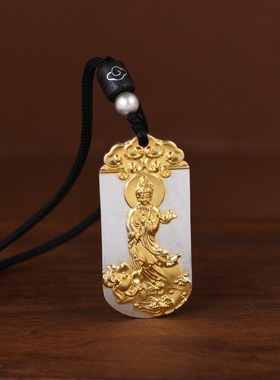 足银吊坠观音小众设计男款实心牌