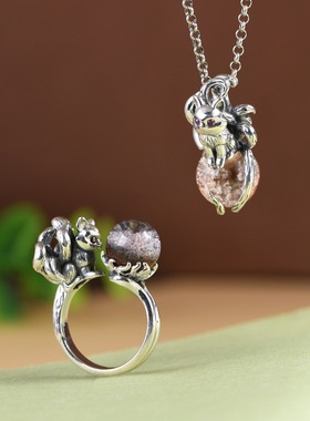 绿幽灵水晶小众设计女款九尾狐狸