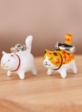 小猫银吊坠卡爱卡通滴油工艺女款