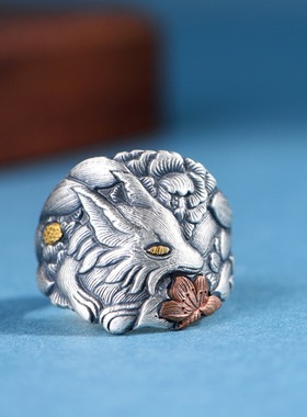 足银戒指金银错工艺小众设计女款