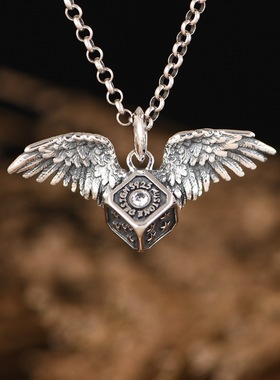 复古工艺小众设计男款翅膀项链坠