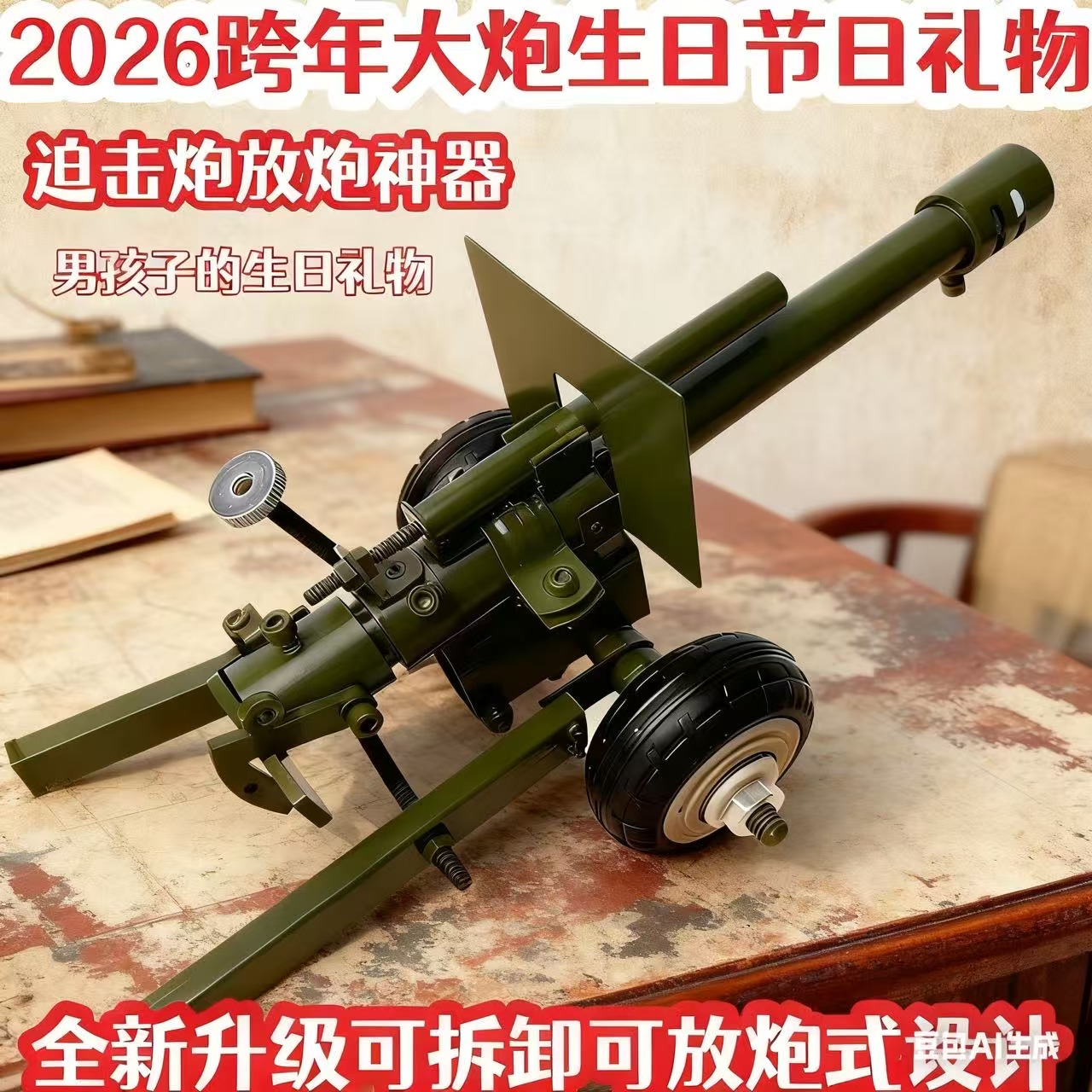 迫击炮老式金属模型手工意大利炮放鞭炮神器过年小孩玩具炮