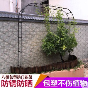 加粗拱门花架爬藤架鲜花支架藤月月季花架包塑管防锈防晒黑白