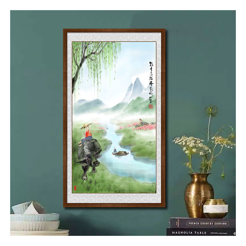 牧童杏花村挂画江南春天水墨字画