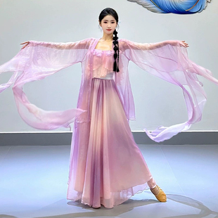 古典舞蹈服女身韵纱衣超仙花瓣大袖衫中国舞飘逸大摆裙练功服套装