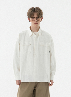 2026春秋新款纯色工装外套男宽松休闲重磅衬衫潮