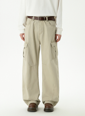 2026春秋新款美式复古弯刀裤男女显瘦直筒休闲裤多口袋工装长库潮