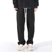 秋冬潮牌垂坠感直筒宽松针织加绒加厚运动卫裤 男拖地阔腿休闲长裤