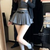 辣妹百褶美式 高腰显瘦短裙小个子防走光 半身裙2024秋冬百褶裙新款