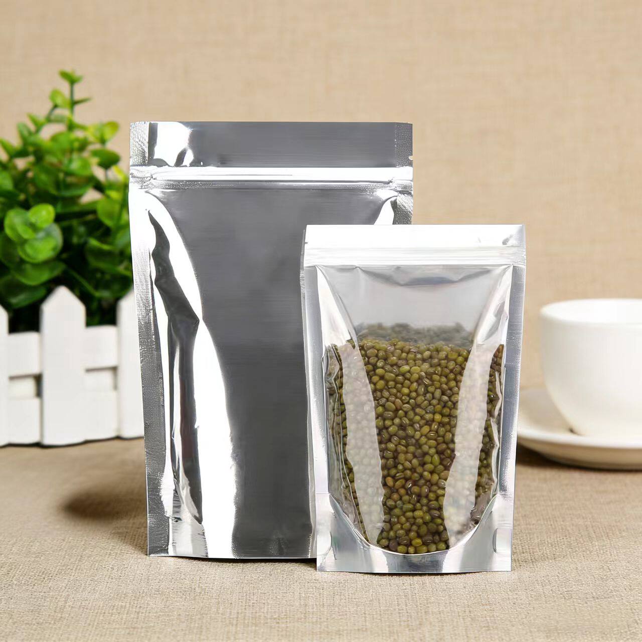 单面镀铝箔阴阳自封袋食品级密封袋干货坚果茶叶袋透明自立包装袋