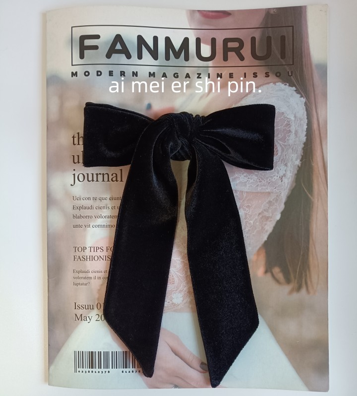 简约丝绒大蝴蝶结胸针边夹两用