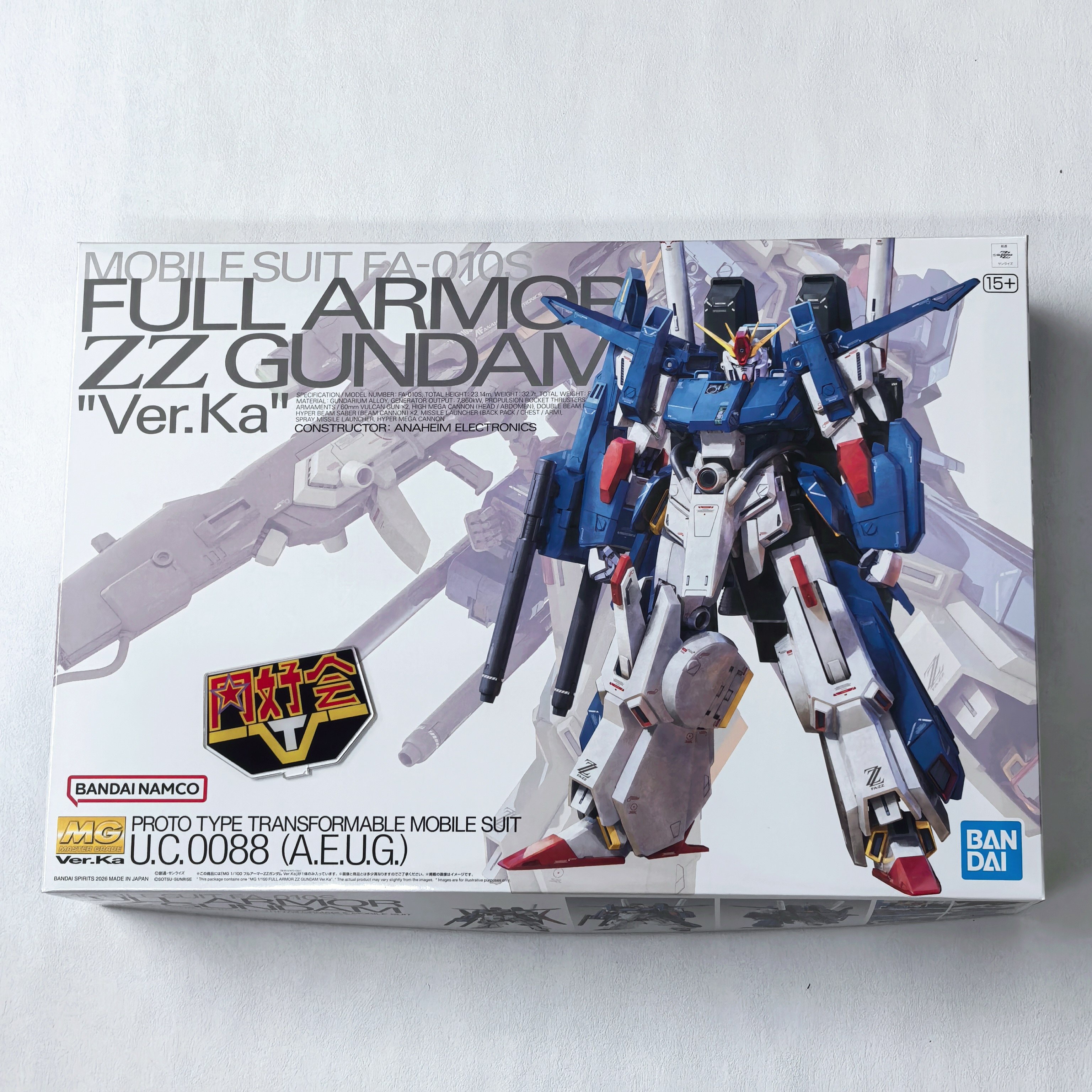 有货 万代 MG 全装甲 ZZ高达 FAZZ 卡版 Ver. Ka 拼装 模型