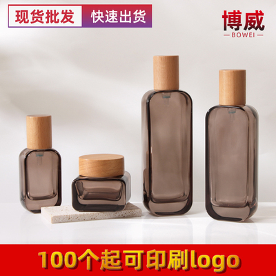 现货按压式精华液乳液爽肤水分装瓶 化妆品包材50g膏霜面霜玻璃瓶