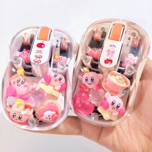 新款手工星之卡比透明鼠标高颜值静音无线少女DIY卡通办公笔记本