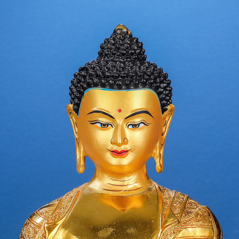 阿弥陀佛佛像摆件黄铜全鎏金藏传密宗供奉佛台10寸三宝佛佛像摆件