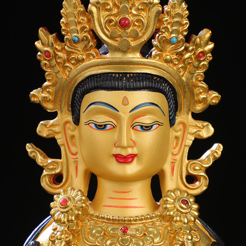 精工黄铜光面 民族长寿佛 西藏佛具神佛像摆件 仿尼泊尔全鎏金7寸