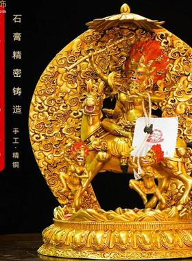 藏式吉祥天母尼泊尔手工艺全鎏金铜佛像錾刻精品家用摆件供佛用品