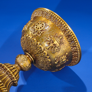 酥油灯灯座供佛灯座黄铜家用八吉祥摆件酥油灯莲花座供佛酥油灯u.