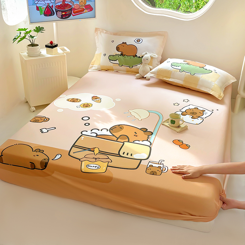 卡皮巴拉床笠全棉儿童床上三件套