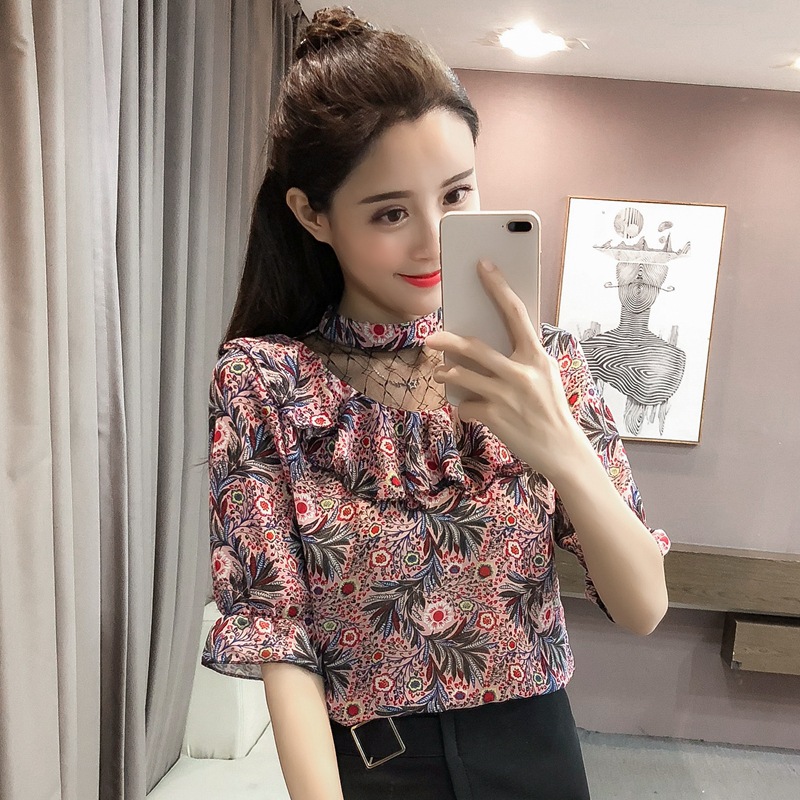 娃娃家潮流女装店铺2018新款雪纺衫埲夏装衣服韩版土春装时尚性感