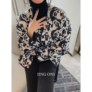 几何薄款 上衣宽松棉服短款 法式 夹克复古 棉衣外套女2024年秋冬新款