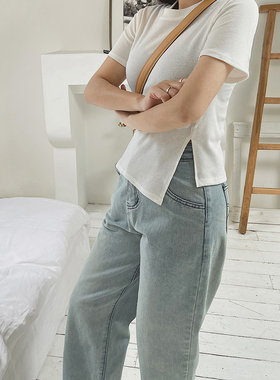 白色不规则修身t恤女士上衣短袖体桖显瘦2025年夏季新款chic韩版