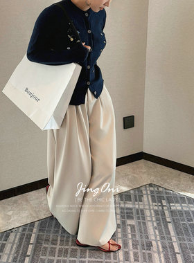 JINGONI气质阔腿西装裤子女长裤宽松显瘦垂感烟管直筒百搭大气潮