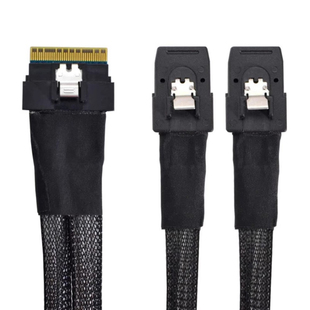 Slimsas SAS SFF-8654 8i 转 2个Minisas SFF 8087 高速线 74Pin