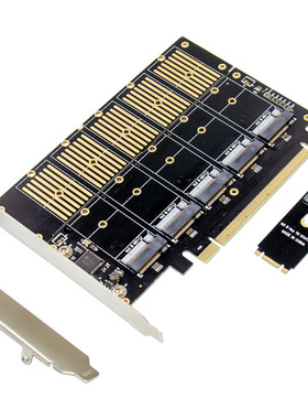 台式机PCI-E16X转M.2 KEY B NVMe SSD提升卡固态硬盘扩展卡JMB585