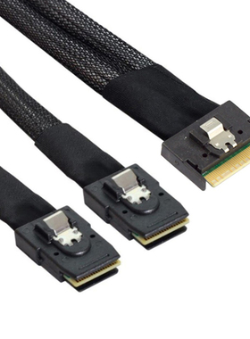 Slimsas SAS SFF8654 8i 转 2个Minisas SFF8087 高速线 0.8米1米