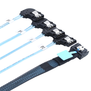 SlimSAS 8654 MCIO 4I(38P)转4个sata 7P PCIE5.0右弯数据连接线