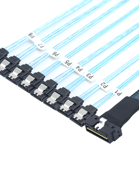 PCIE SlimSAS LP Low profile SFF-8654 8I 74P转8个SATA连接线