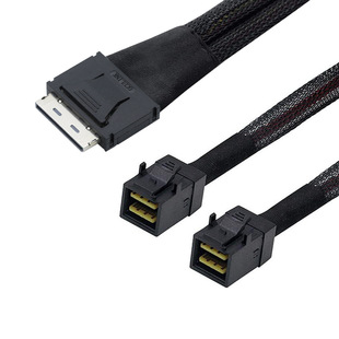 Oculink PCIe SFF-8611 8I转两个8I SAS SFF-8643服务器高速线束