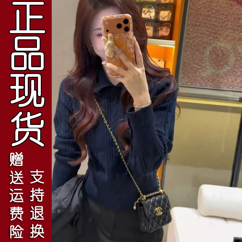 原版.爆款翻领套头麻花打底毛衣女2026春秋冬外穿慵懒风针织衫