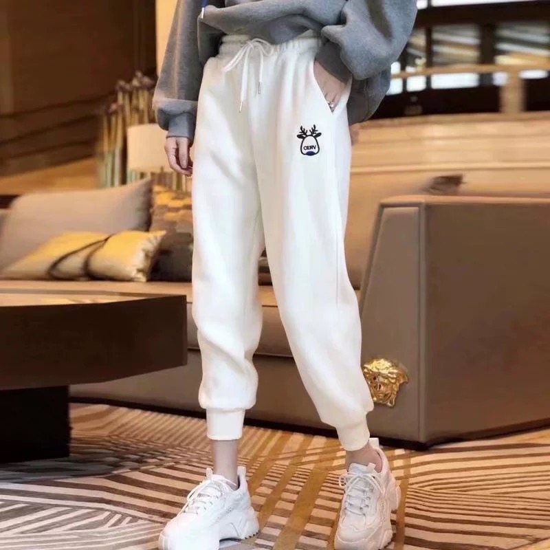 松紧抽绳休闲运动九分束脚卫裤女