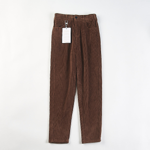 精品复古纯棉灯芯绒休闲裤 女H85459秋冬松紧高腰宽松直筒显瘦长裤