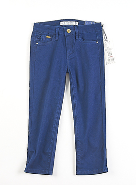 高品质纯色少女装牛仔裤H83203夏秋新款微弹大童直筒休闲七八分裤