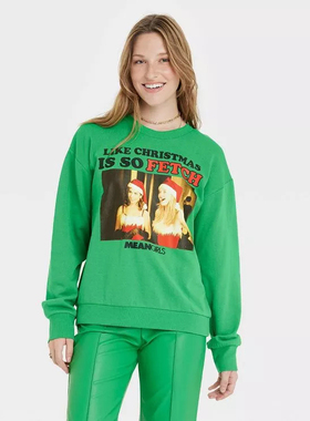 1020外贸圣诞节印花套头卫衣女73170宽松大码运动衫休闲外套上衣