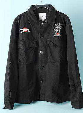 美式工装男女夹克1025S71714春秋全棉多口袋刺绣日系复古长袖外套