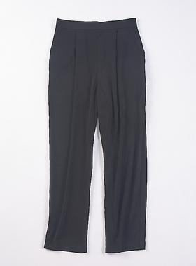 625日单黑色八九分裤女74837夏秋通勤高腰侧拉链宽松显瘦直筒长裤