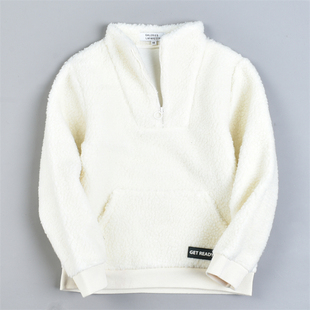 45高端美式 复古儿童羊羔绒立领卫衣L82073秋冬男女童保暖休闲外套