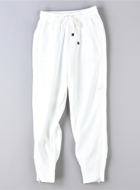 104韩版束脚休闲卫裤女75607抽绳高腰小个子拉链开叉设计感九分裤