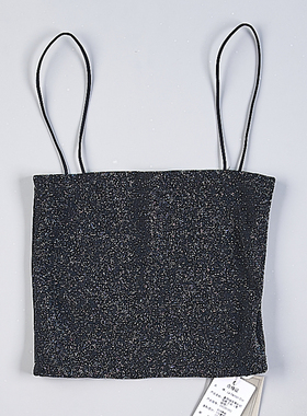 直领亮丝针织细吊带衫上衣女93H80172紧身辣妹露脐短款裹胸背心潮