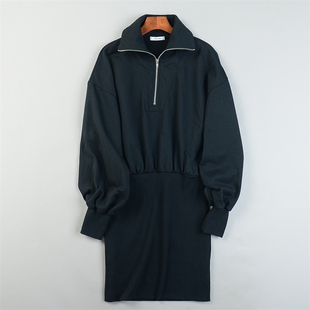 日单精品卫衣连衣裙12.9L84231宽松落肩灯笼袖 上宽下窄包臀裙中裙