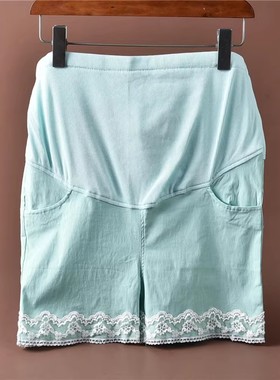 619天然亲肤舒适孕妇时尚蕾丝五分热裤女69289弹力高腰托腹短裤子