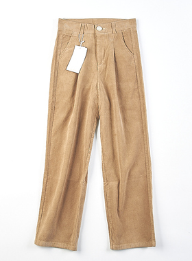 复古全棉灯芯绒长裤女17H81234春秋冬新款韩版自然高腰显瘦直筒裤