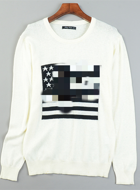 日单棉麻印花针织衫女11.25L85222透气薄款春夏秋叠穿休闲款上衣