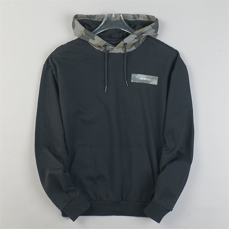 外贸潮牌拼接连帽卫衣男女L85163经典袋鼠兜秋冬加绒休闲帽衫外套