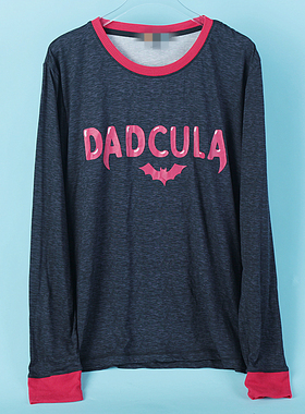 626外贸宽松t恤男女S73065春夏新款韩版字母印花圆领套头长袖上衣